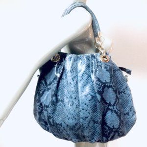 Cynthia Rowley Blue Snake-Print Shoulder Bag